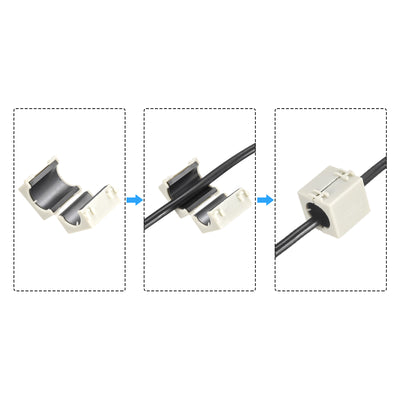 Harfington Ferrite Cores Cable Clips 19mm Square Type RFI EMI Noise Filter for Video Beige