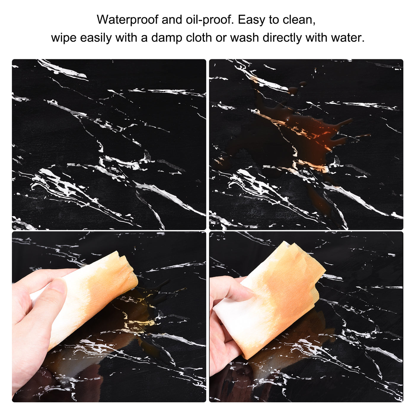 uxcell Uxcell Marble Contact Paper, 600x1000mm PVC Sticky Wallpaper Black 2pcs