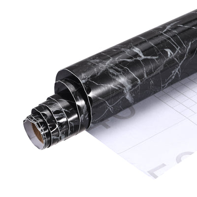 Harfington Uxcell Marble Contact Paper, 600x1000mm PVC Self-adhesiveWallpaper Black 4pcs