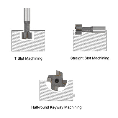 Harfington Uxcell Carbide Tip Flute T-Slot Milling Cutter
