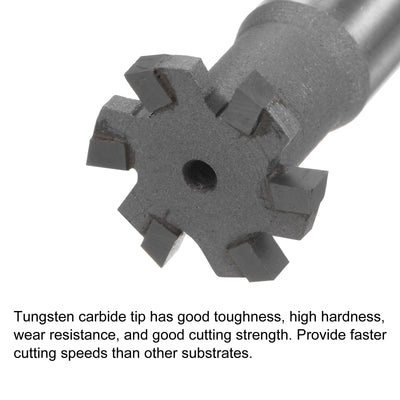 Harfington Uxcell 3mm Depth 20mm Cutting Dia 12mm Shank Carbide Tip 6 Flute T-Slot Milling Cutter