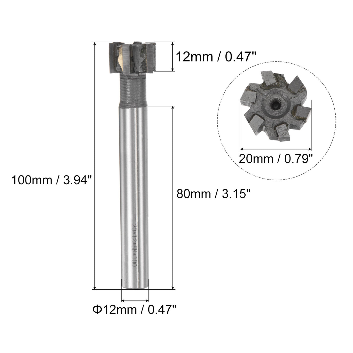 uxcell Uxcell Carbide Tip Flute T-Slot Milling Cutter End Mill