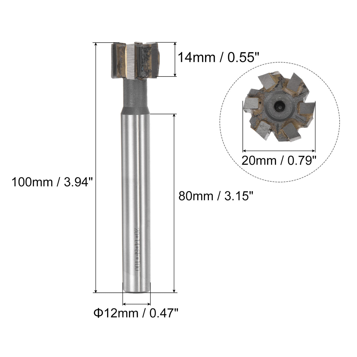 uxcell Uxcell Carbide Tip Flute T-Slot Milling Cutter End Mill
