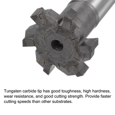 Harfington Uxcell 5mm Depth 25mm Cutting Dia 12mm Shank Carbide Tip 6 Flute T-Slot Milling Cutter