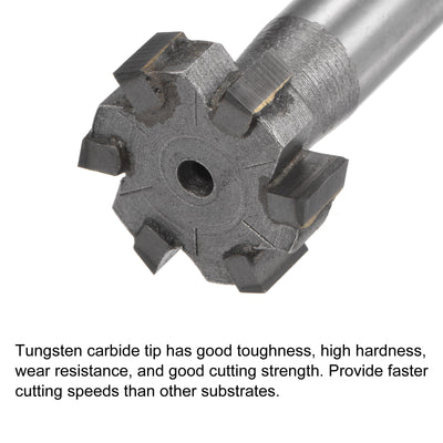Harfington Uxcell 8mm Depth 25mm Cutting Dia 12mm Shank Carbide Tip 6 Flute T-Slot Milling Cutter