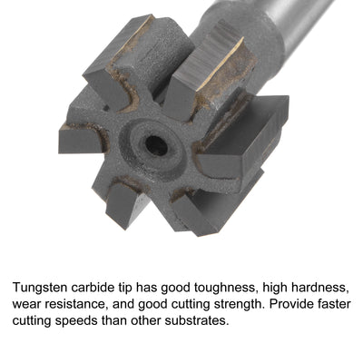 Harfington Uxcell 14mm Depth 25mm Cutting Dia 12mm Shank Carbide Tip 6 Flute T-Slot Milling Cutter