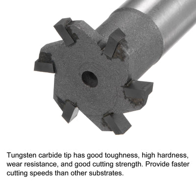 Harfington Uxcell 4mm Depth 30mm Cutting Dia 16mm Shank Carbide Tip 6 Flute T-Slot Milling Cutter