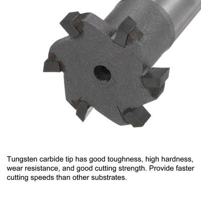 Harfington Uxcell 5mm Depth 30mm Cutting Dia 16mm Shank Carbide Tip 6 Flute T-Slot Milling Cutter