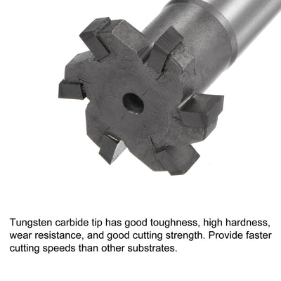 Harfington Uxcell 6mm Depth 30mm Cutting Dia 16mm Shank Carbide Tip 6 Flute T-Slot Milling Cutter