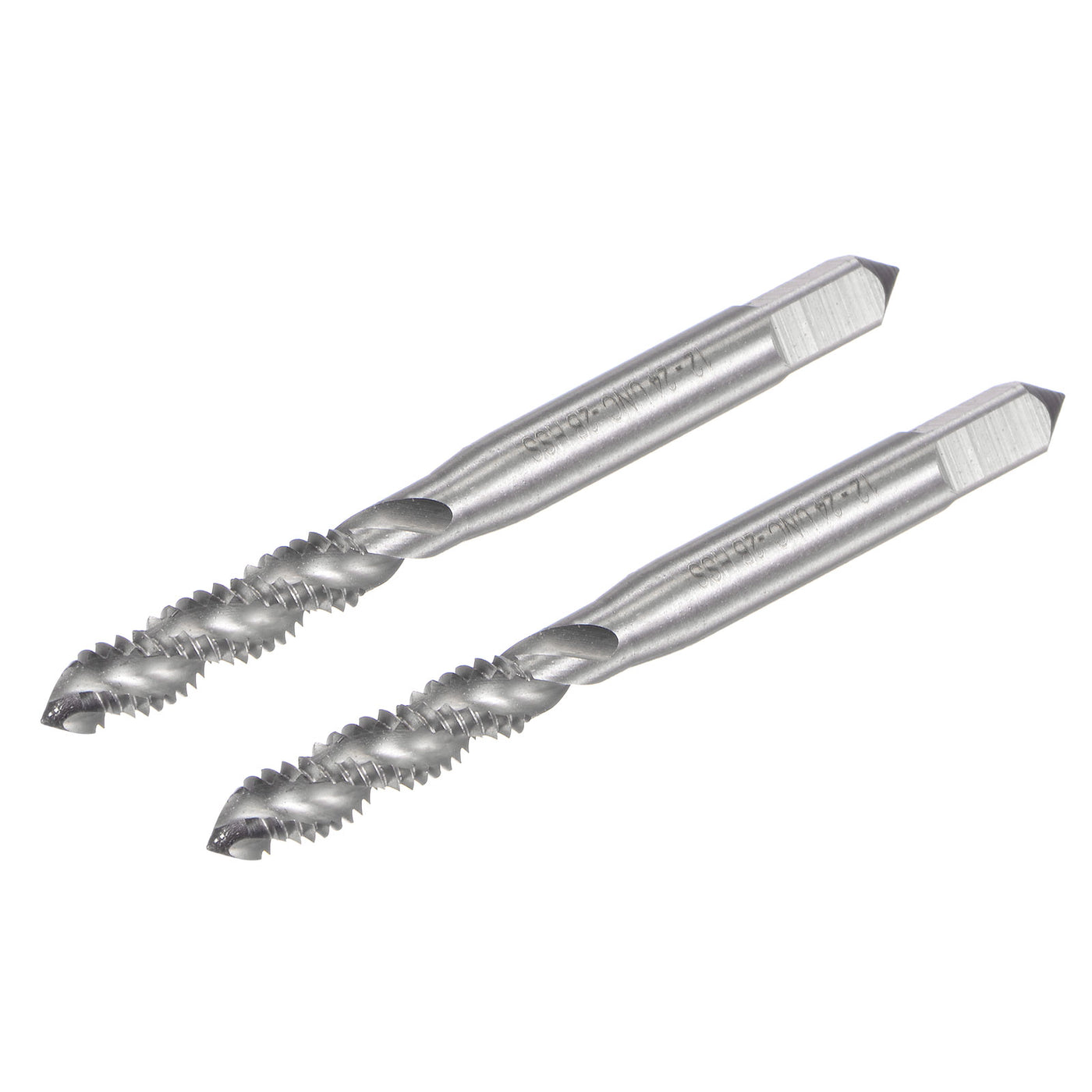 uxcell Uxcell 12-24 UNC 2B High Speed Steel Uncoated Machine Spiral Flute Threading Tap 2pcs
