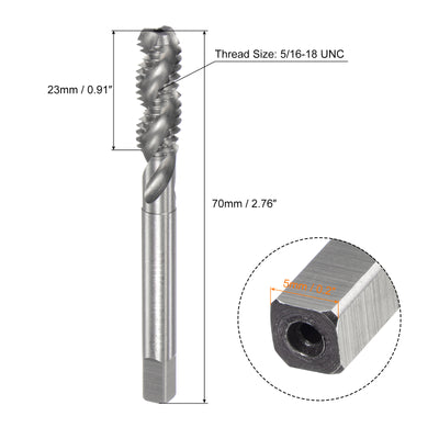Harfington Uxcell 5/16-18 UNC 2B High Speed Steel Uncoated Machine Spiral Flutes Threading Tap
