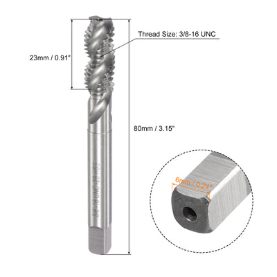 Harfington Uxcell 3/8-16 UNC 2B High Speed Steel Uncoated Machine Spiral Flutes Threading Tap