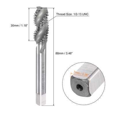 Harfington Uxcell 1/2-13 UNC 2B High Speed Steel Uncoated Machine Spiral Flutes Threading Tap