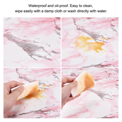 Harfington Uxcell Marble Contact Paper, 600x950mm PVC Sticky Wallpaper Pink Marble 2pcs
