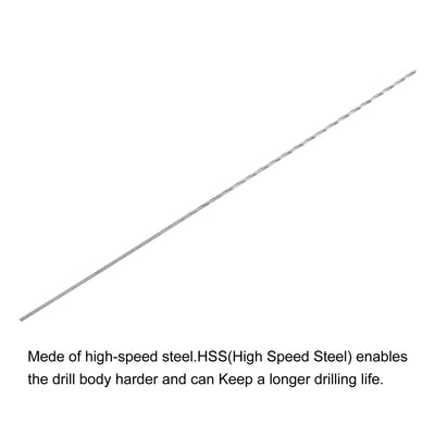 Harfington Uxcell 5 Pcs 0.8mm Mini Twist Drill Bits, High-Speed Steel Extra Long Drill Bit 100mm
