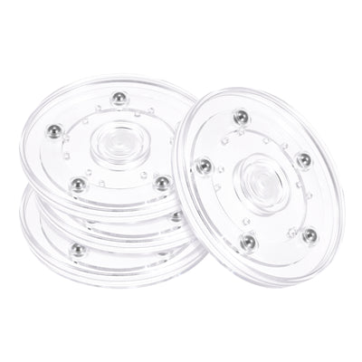 Harfington 4inch Rotating Swivel Stand with Steel Ball Lazy Susan Base Turntable Clear 4Pcs