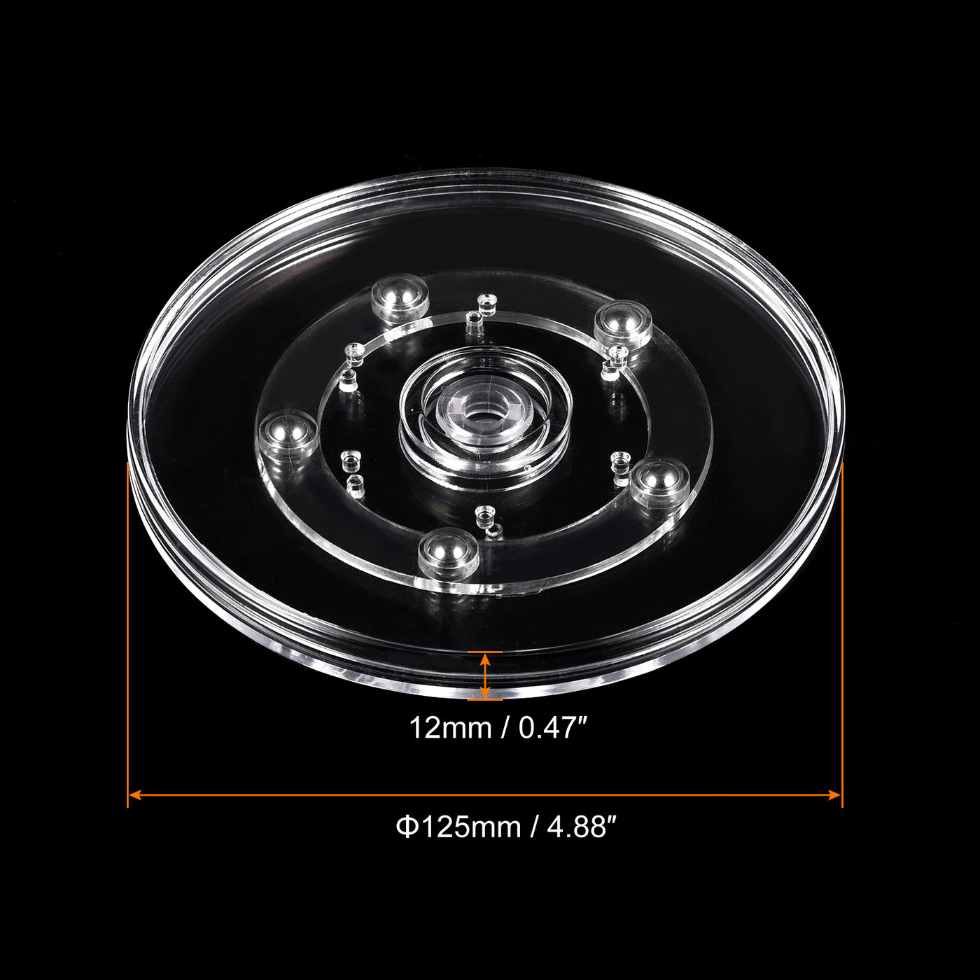 Harfington 5inch Rotating Swivel Stand with Steel Ball Lazy Susan Base Turntable Clear 3Pcs