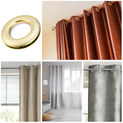 Harfington Uxcell Curtain Grommets, 1-9/16"(40mm) Inner Diameter, Low Noise Sliding Sheers Rings for Window Bathroom Curtain Rod, Bright Golden, 8Pack