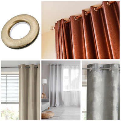 Harfington Uxcell Curtain Grommets, 1-9/16"(40mm) Inner Diameter, Low Noise Sliding Sheers Rings for Window Bathroom Curtain Rod, Gold Tone, 48Pack