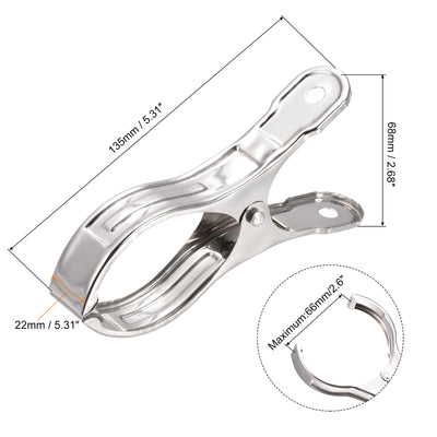 Harfington Uxcell Tablecloth Clips - 135mm Stainless Steel Clamps for Fixing Table Cloth Hanging Clothes, 4 Pcs