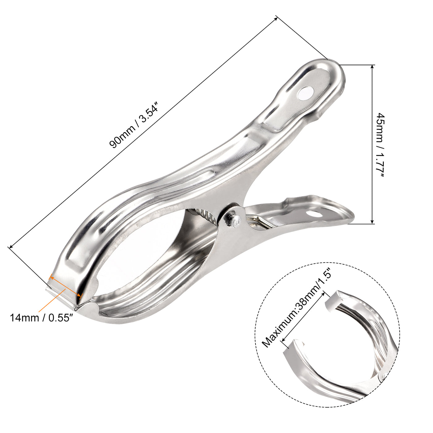 uxcell Uxcell Tablecloth Clips - 90mm Stainless Steel Clamps for Fixing Table Cloth Hanging Clothes, 4 Pcs