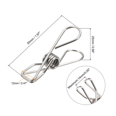 Harfington Uxcell Tablecloth Clips - 50mm Stainless Steel Wire Clamps for Fixing Table Cloth Hanging Clothes, 24 Pcs