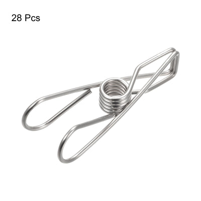 Harfington Uxcell Tablecloth Clips - 65mm Stainless Steel Wire Clamps for Fixing Table Cloth Hanging Clothes, 28 Pcs