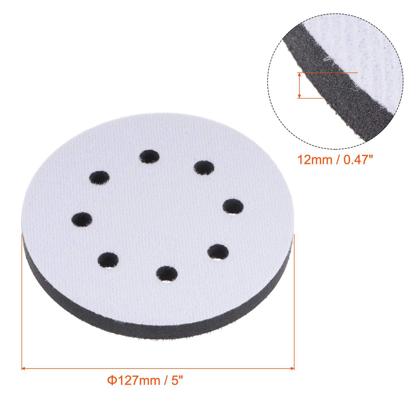 uxcell Uxcell 5 Inch 8 Holes Sponge Interface Pad Soft Density Hook and Loop Cushion Buffer Backing Pad for Electric Sander