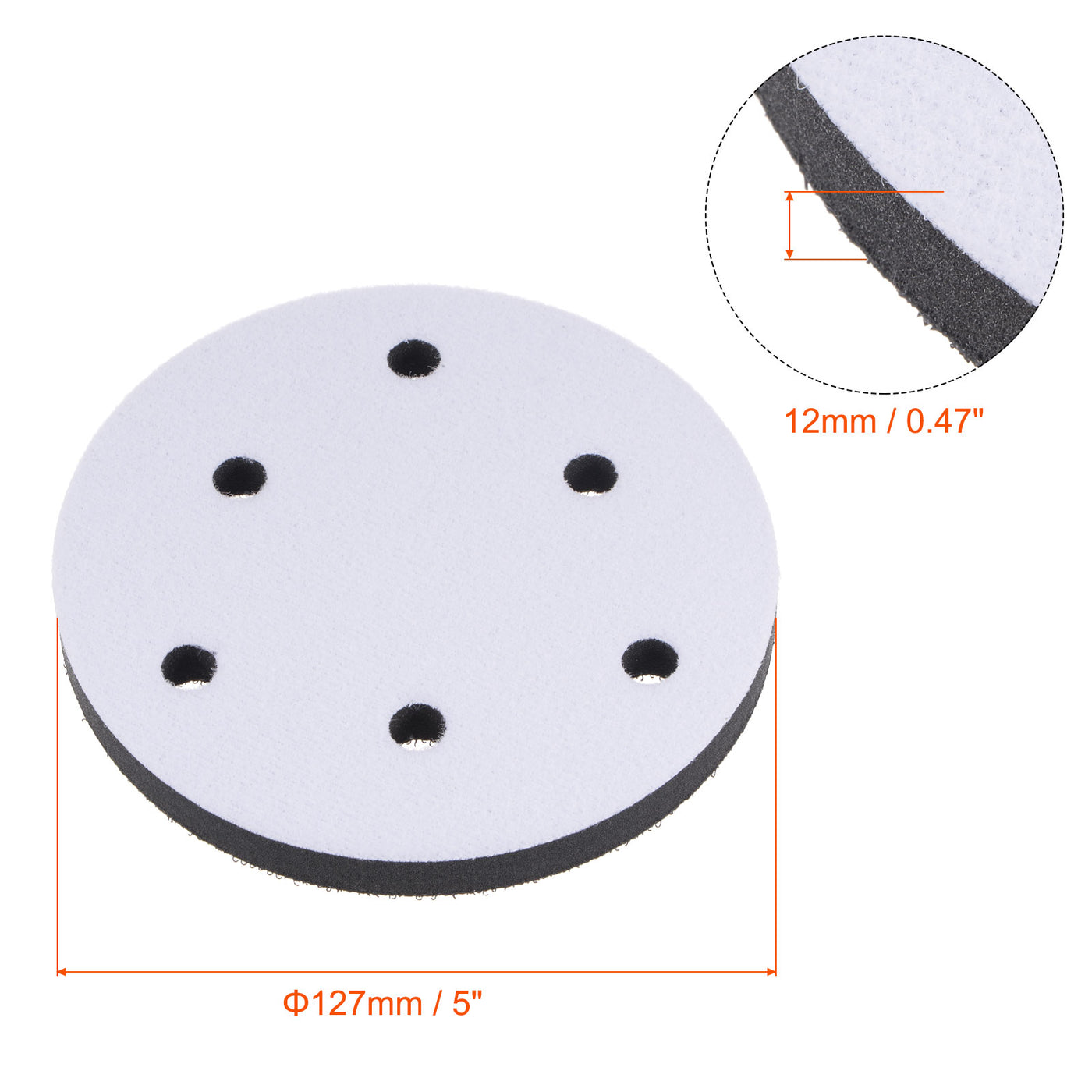 uxcell Uxcell 5 Inch 6 Holes Sponge Interface Pad Soft Density Hook and Loop Cushion Buffer Backing Pad for Electric Sander
