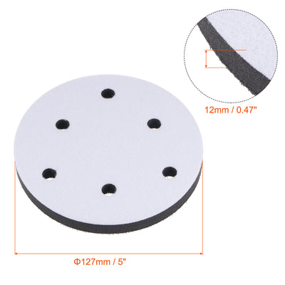 Harfington Uxcell 5 Inch 6 Holes Sponge Interface Pad Soft Density Hook and Loop Cushion Buffer Backing Pad for Electric Sander