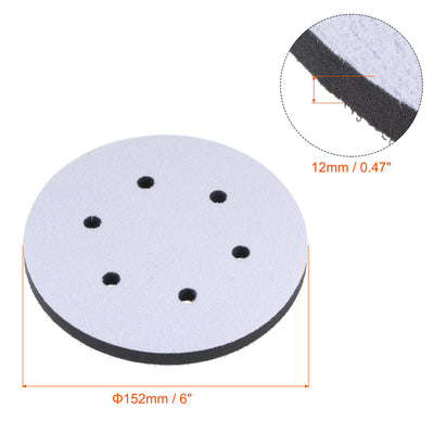 Harfington Uxcell 6 Inch 6 Holes Sponge Interface Pad Soft Density Hook and Loop Cushion Buffer Backing Pad for Electric Sander
