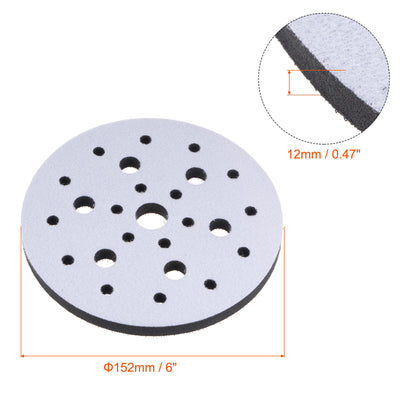 Harfington Uxcell 6 Inch 25 Holes Sponge Interface Pad Soft Density Hook and Loop Cushion Buffer Backing Pad for Electric Sander