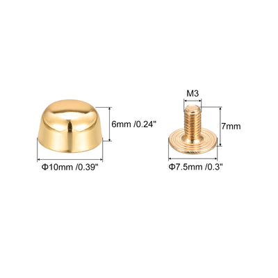 Harfington Uxcell 10x6mm Screw Back Rivets Hollow Curved Head Leather Studs Bronze Tone 10 Sets