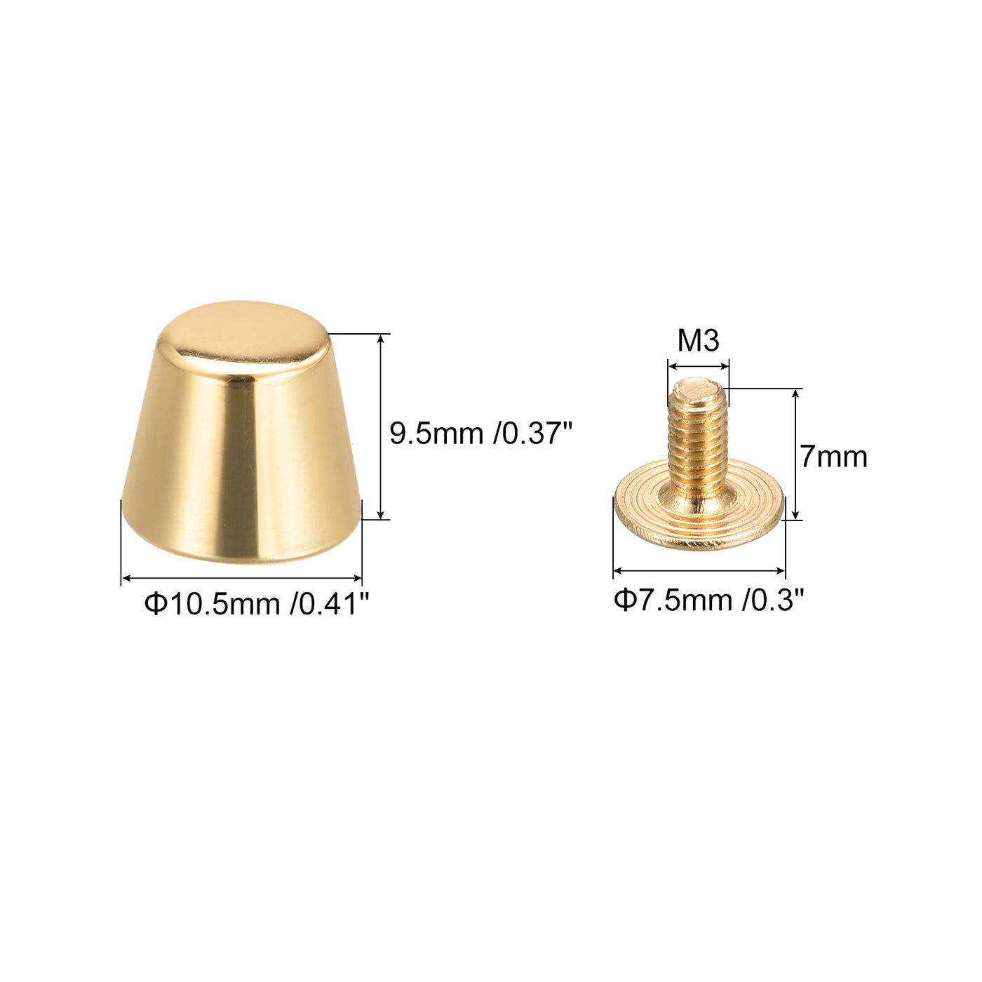 Uxcell Uxcell 10.5x9.5mm Screw Back Rivets Hollow Flat Head Leather Studs Brass Tone 8 Sets