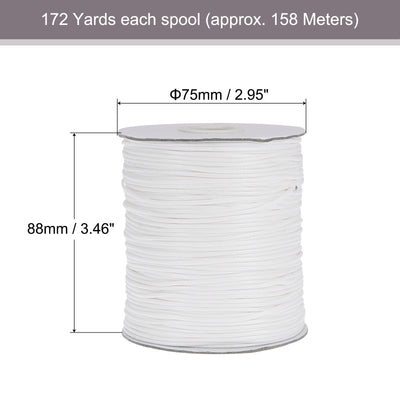 Harfington Uxcell 2pcs 1.2mm Waxed Polyester String 158M 172-Yard Beading Crafting Rope, White