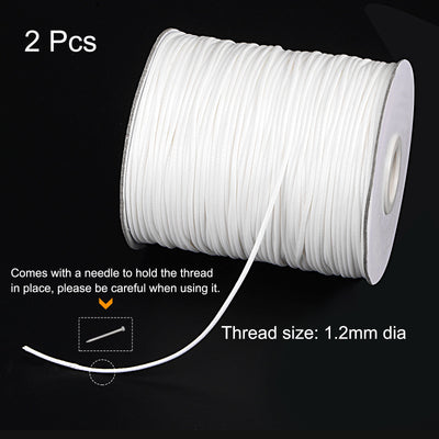 Harfington Uxcell 2pcs 1.2mm Waxed Polyester String 158M 172-Yard Beading Crafting Rope, White