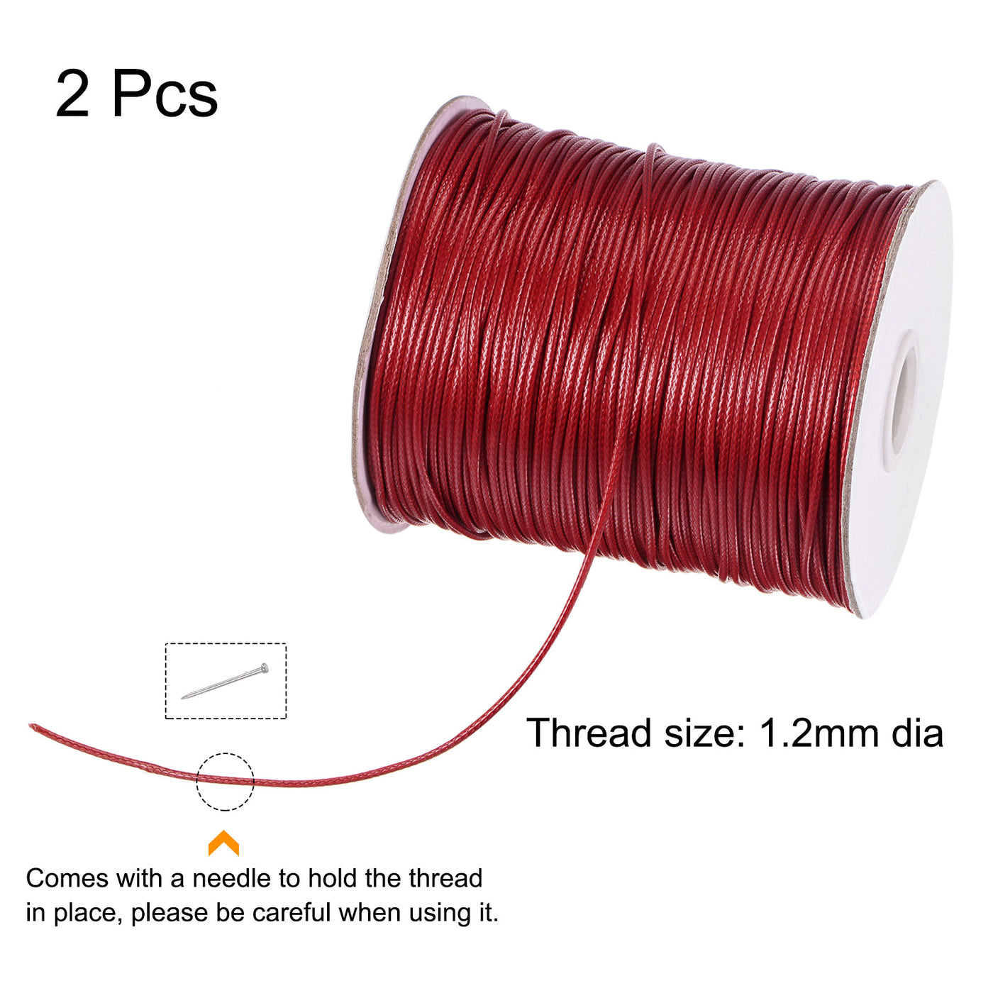 uxcell Uxcell 2pcs 1.2mm Waxed Polyester String 158M 172-Yard Beading Crafting Rope, Wine Red