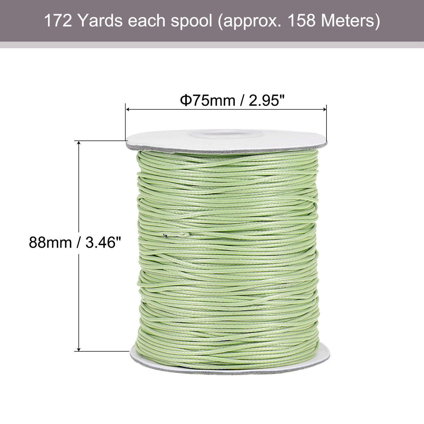 uxcell Uxcell 2pcs 1.2mm Waxed Polyester String 158M 172-Yard Bead Crafting Rope, Light Green
