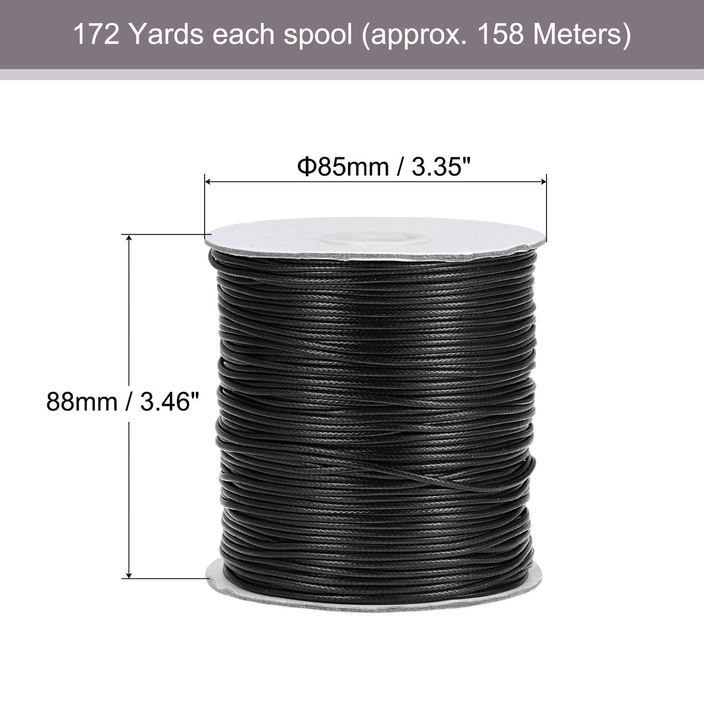 uxcell Uxcell 2pcs 1.5mm Waxed Polyester String 158M 172-Yard Beading Crafting Rope, Black