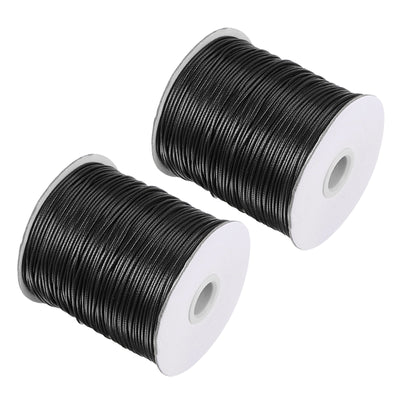 Harfington Uxcell 2pcs 1.5mm Waxed Polyester String 158M 172-Yard Beading Crafting Rope, Black