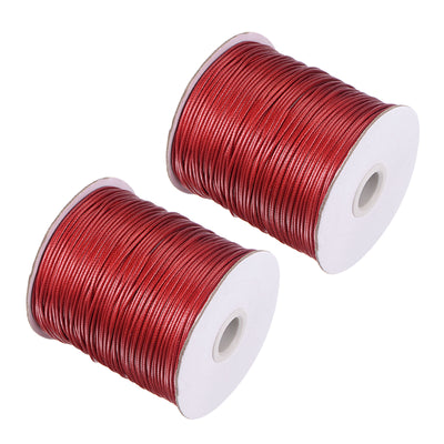 Harfington Uxcell 2pcs 1.5mm Waxed Polyester String 158M 172-Yard Beading Crafting Rope, Wine Red