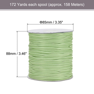 Harfington Uxcell 2pcs 1.5mm Waxed Polyester String 158M 172-Yard Bead Crafting Rope, Light Green