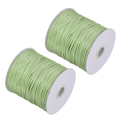 Harfington Uxcell 2pcs 1.5mm Waxed Polyester String 158M 172-Yard Bead Crafting Rope, Light Green
