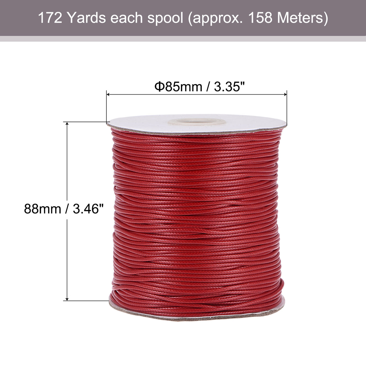 uxcell Uxcell 2pcs 1.5mm Waxed Polyester String 158M 172-Yard Beading Crafting Rope, Red