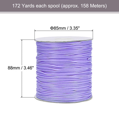 Harfington Uxcell 2pcs 1.5mm Waxed Polyester String 158M 172-Yard Bead Crafting Rope, Light Purple