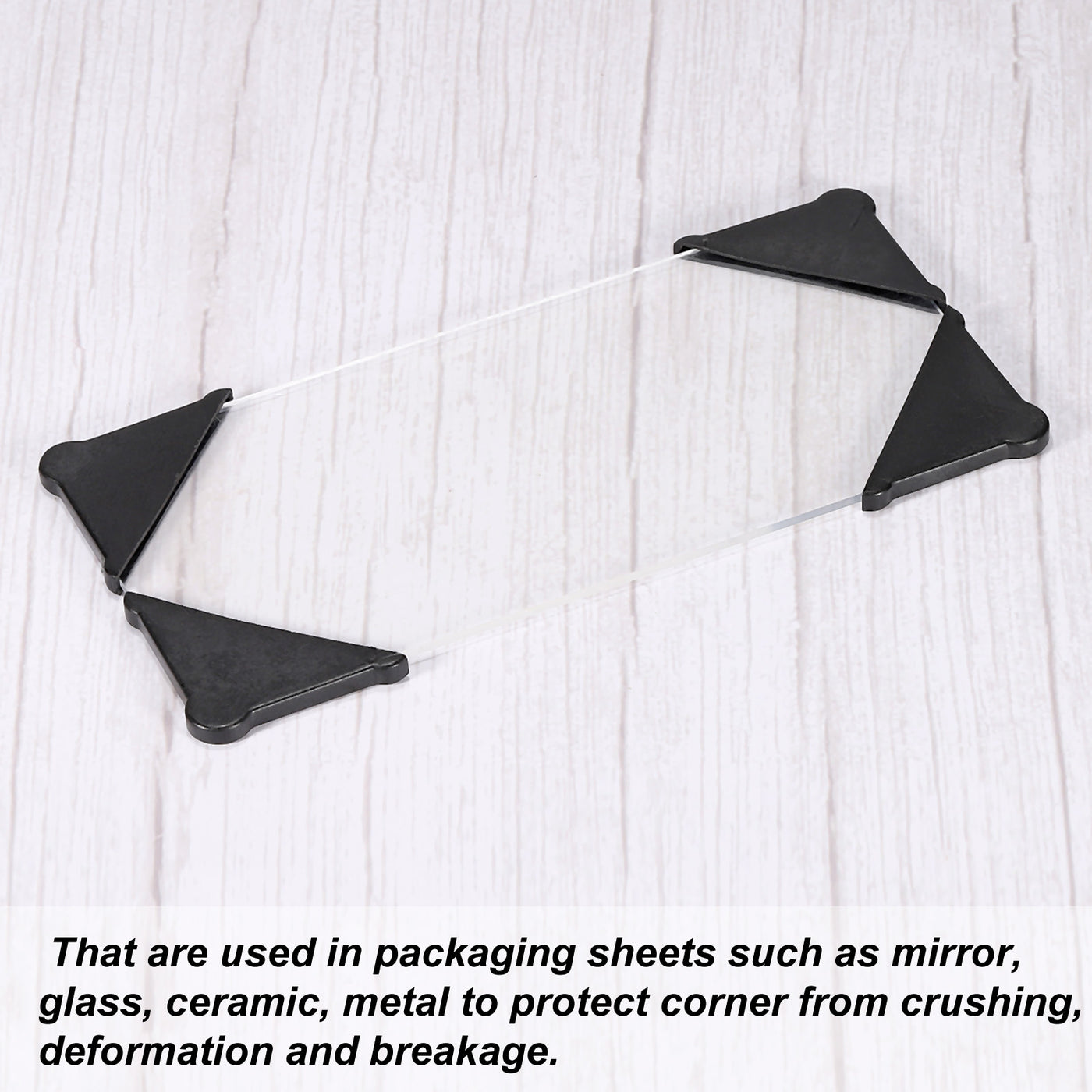 Harfington PP Corner Protector Triangle 37x3mm for Ceramic, Glass, Metal Sheets Black 30pcs