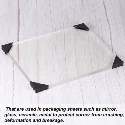 Harfington PP Corner Protector Triangle 35x10mm for Ceramic, Glass,Metal Sheets Black 50pcs