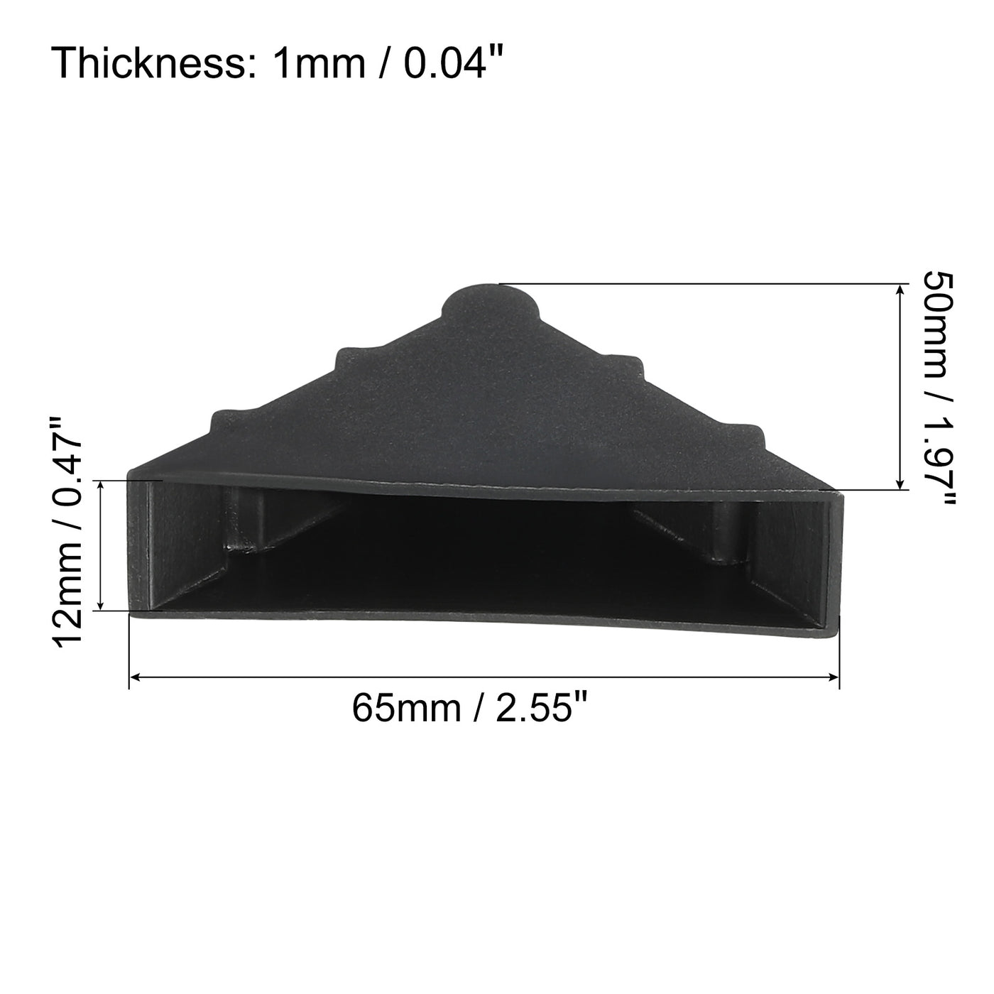 Harfington PP Corner Protector Triangle 50x12mm for Ceramic, Glass,Metal Sheets Black 50pcs