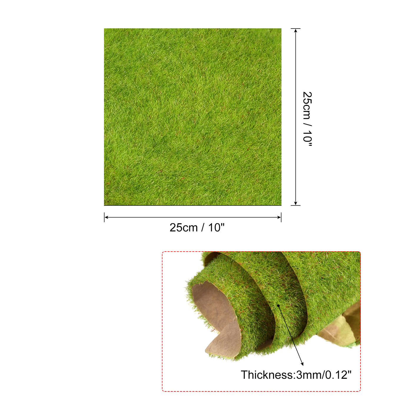 Harfington Artificial Model Grass Mat 10" x 10" Yellow Green Realistic Fake Turf for Garden Lawn Decoration Model 2pcs