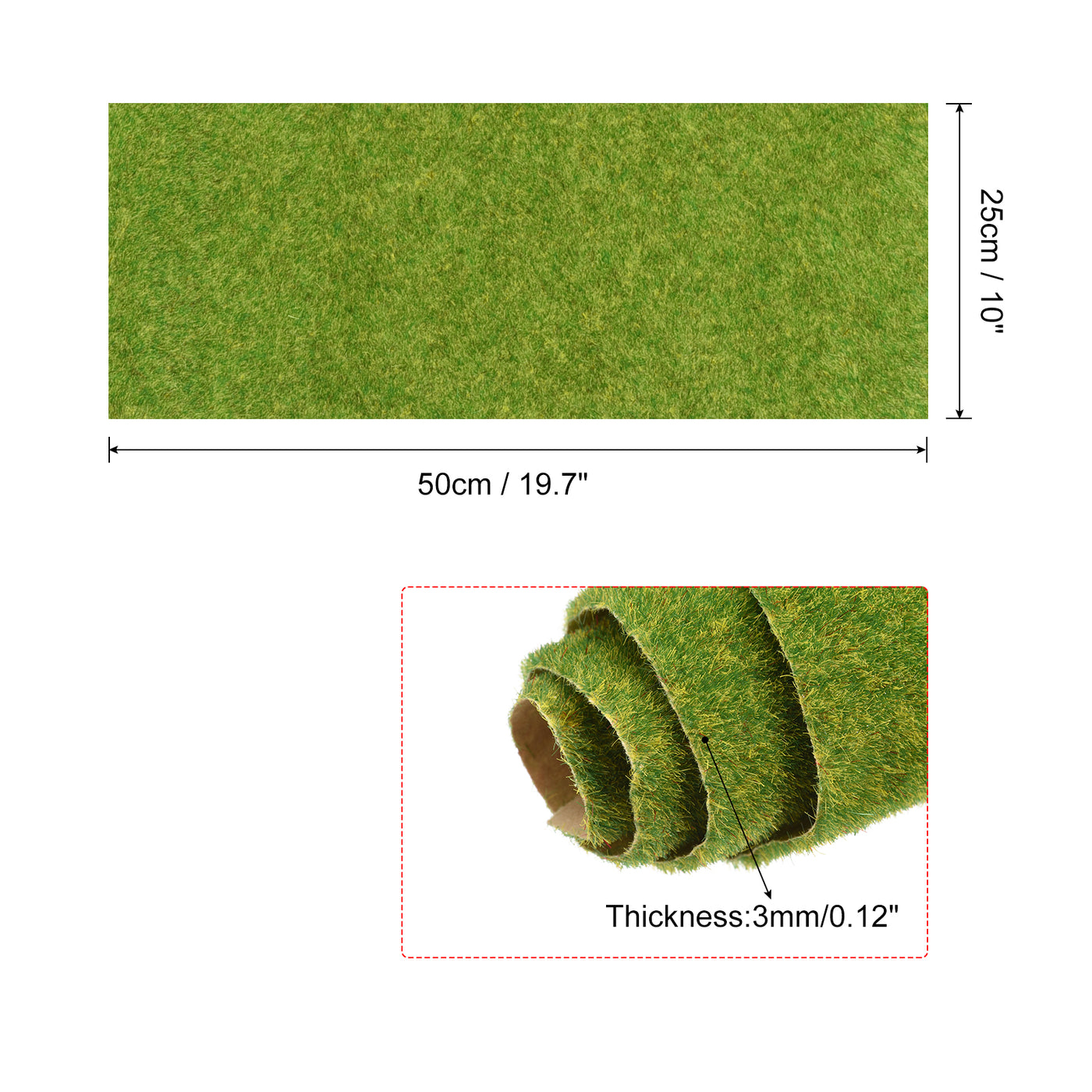 Harfington Artificial Model Grass Mat 10" x 19.7" Yellow Green Realistic Fake Turf for Garden Lawn Decoration Model